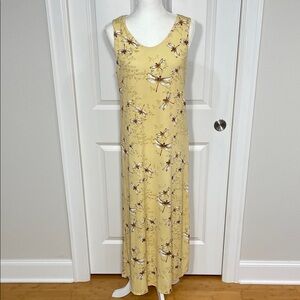 Fashion Code Maxi Dragonfly Dress Size Large Sleeveless Yellow Novelty Vintage